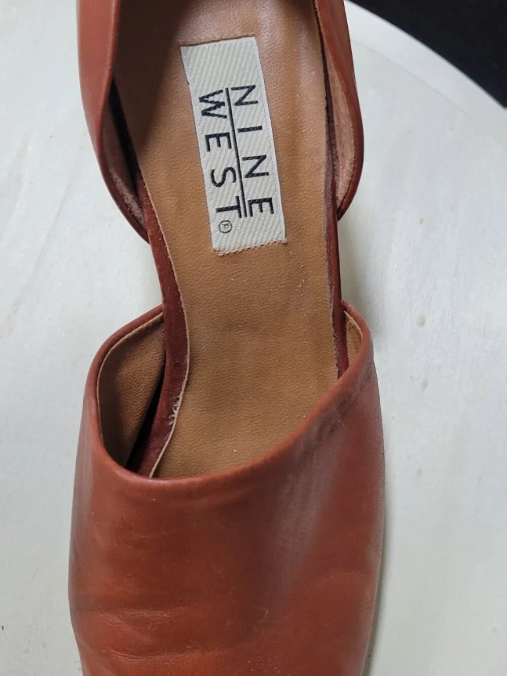 Nine West Brown Leather Cut-Out Pumps [Item #SP12]
